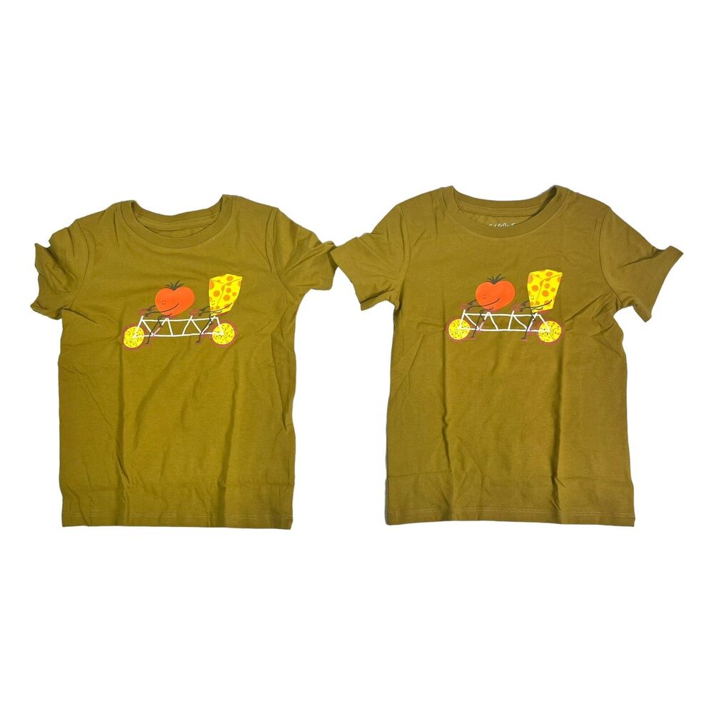 Cat And Jack Boys Cute Tee Shirt Color Olive  Size 5T A Set Of Two Shirts